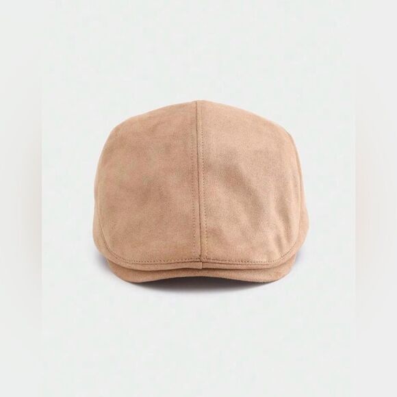 Classic Beige Suede Newsboy Flat Cap - Picture 3 of 9
